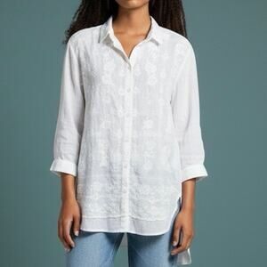 Johnny Was 3J Workshop Button Down Embroidered Tunic